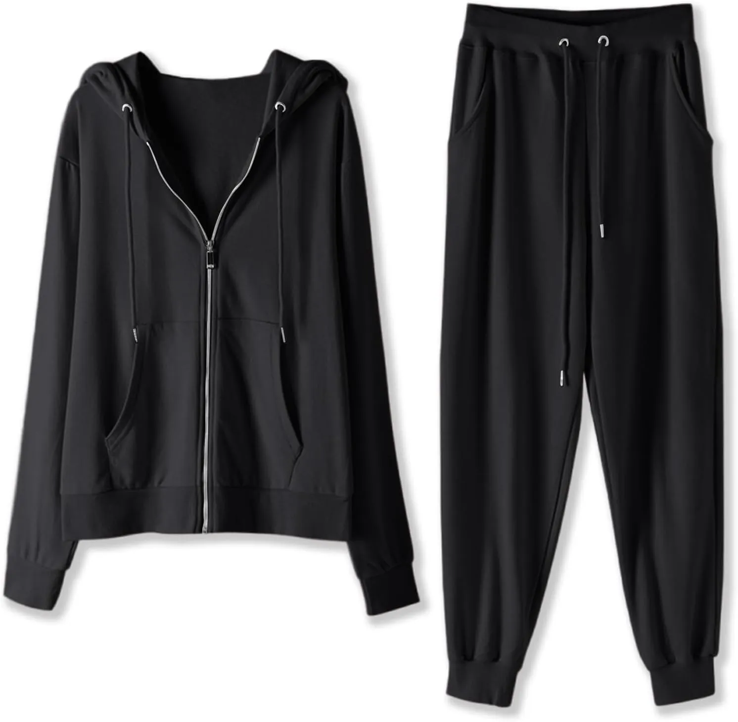 Lastesso Track Suits for Women Set Comfy Loose Sweatsuit 2 Piece Set Full Zip Up Long Sleeve Jacket Hood Sports Sweatpants