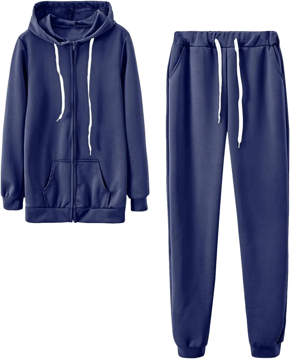 Lastesso Women Track Suits 2 Piece Set Solid Loose Sweatsuit Outfits Long Sleeve Jackets Hood Baggy Sweatpants Soft Outwear