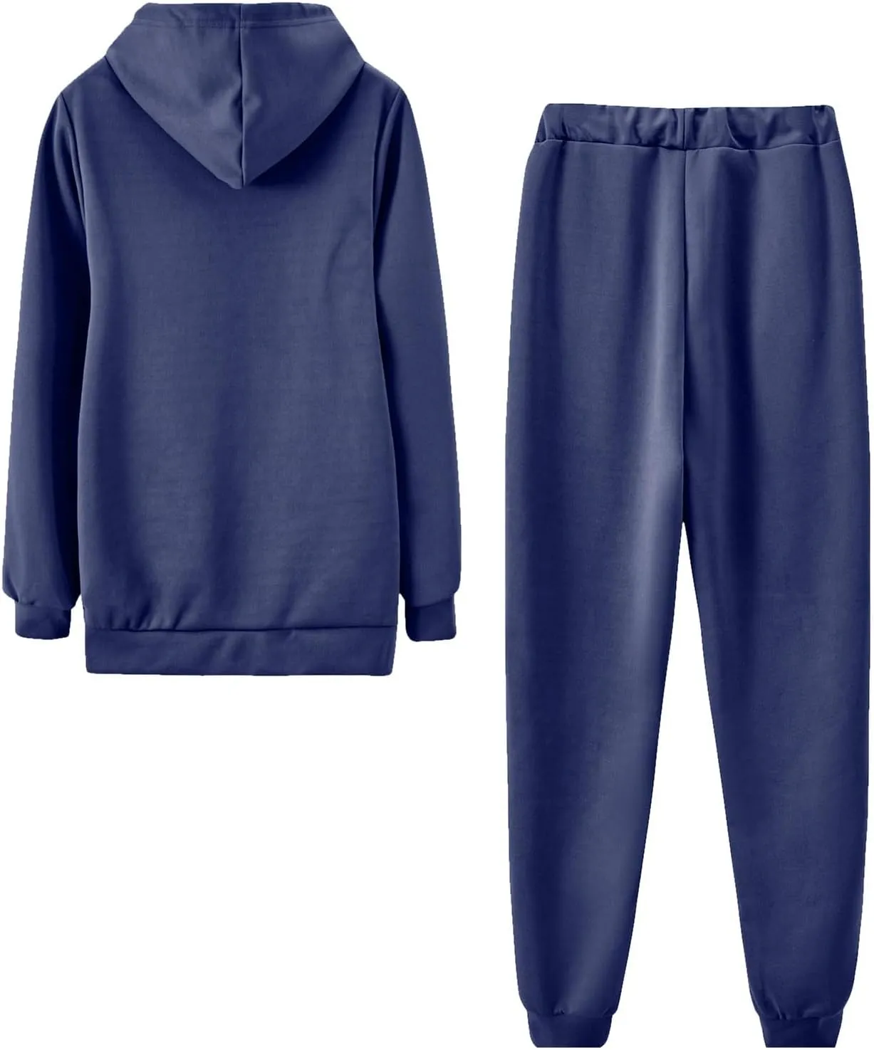 Lastesso Women Track Suits 2 Piece Set Solid Loose Sweatsuit Outfits Long Sleeve Jackets Hood Baggy Sweatpants Soft Outwear