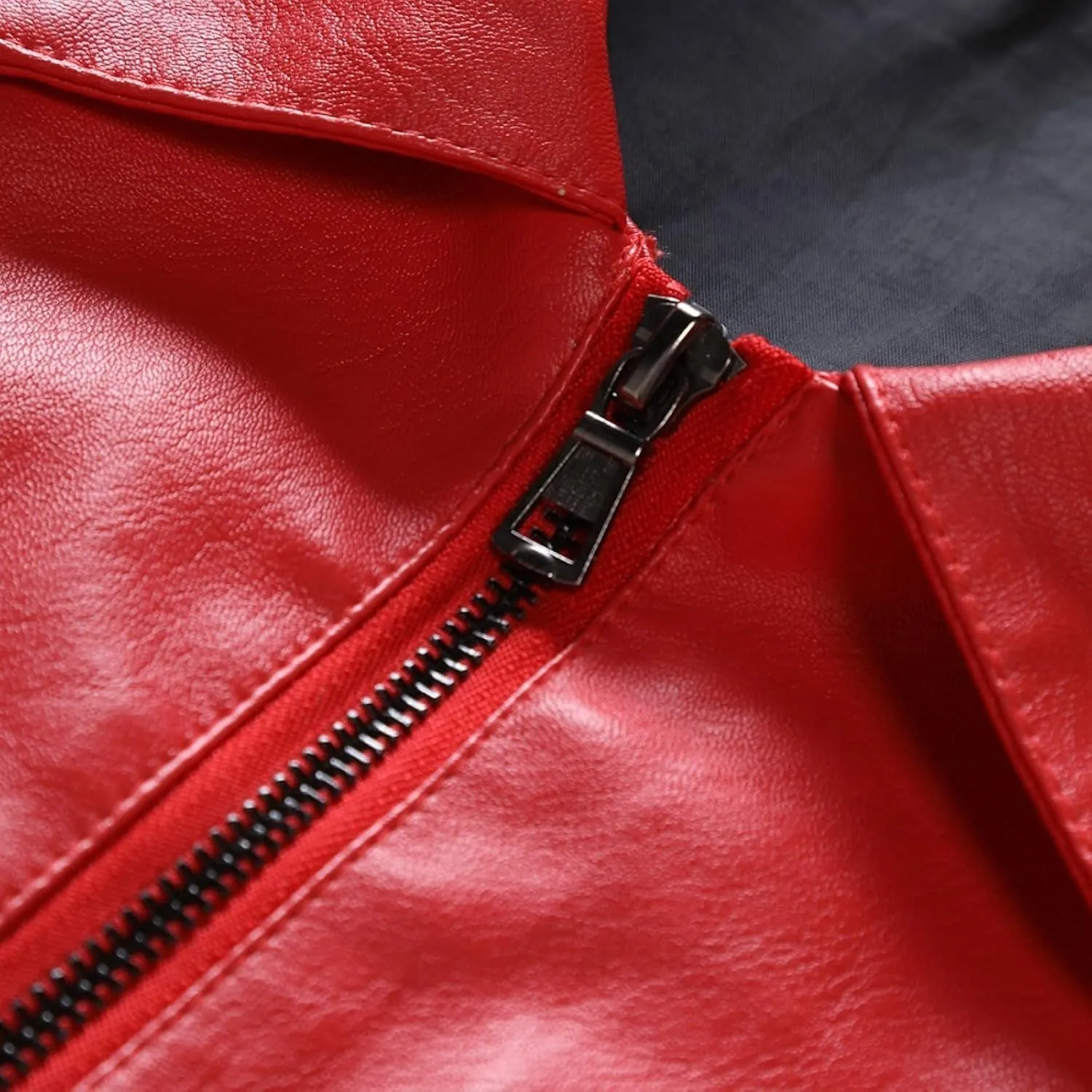Leather Jacket for Men Solid Color Zip PU Leather Jacket Short Lapel Motorcycle Leather Men's Cotton Lightweight