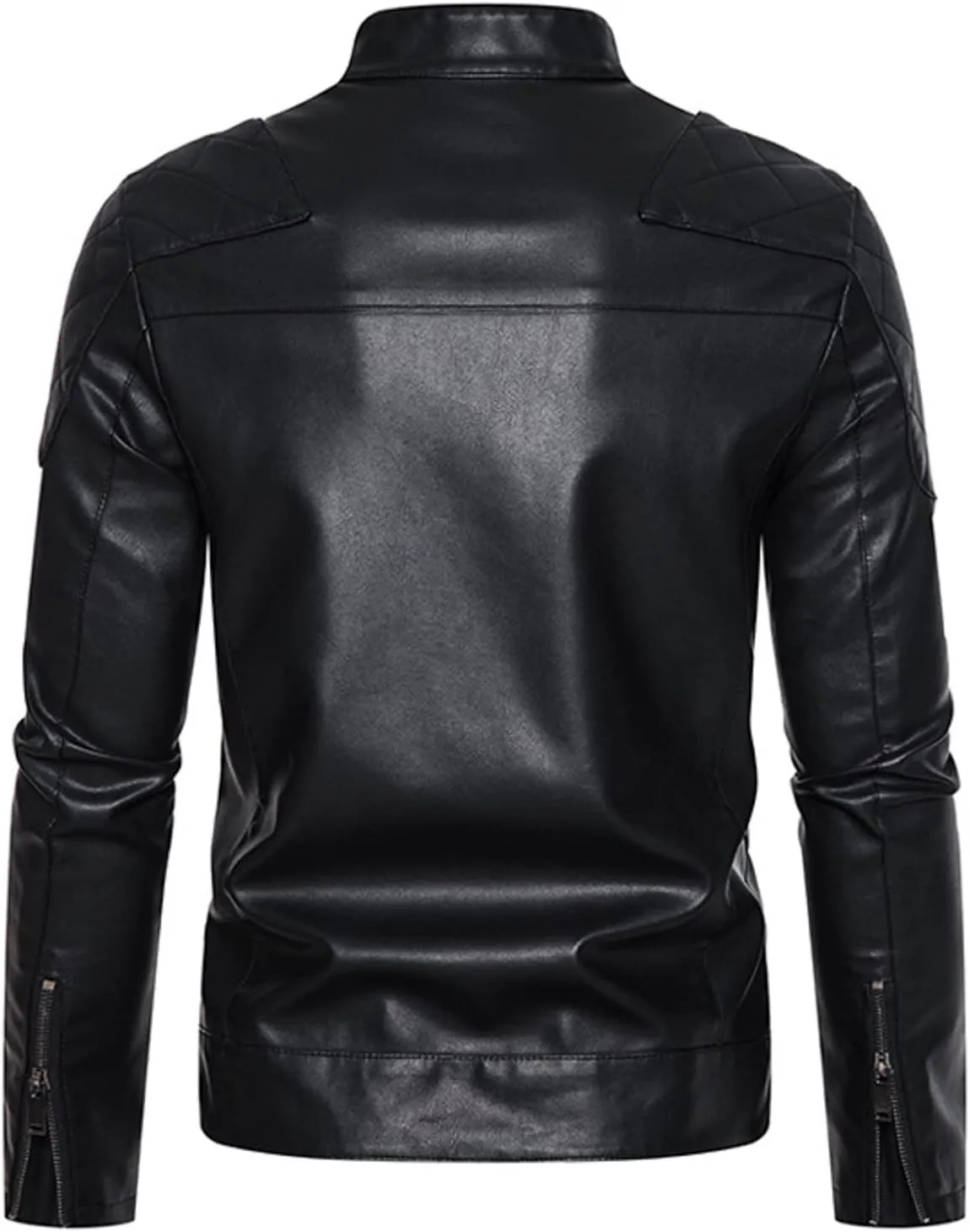 Leather Jacket Mens Cafe Racer Real Lambskin Leather Jacket Short Lapel Motorcycle Leather Jacket Coat Leather