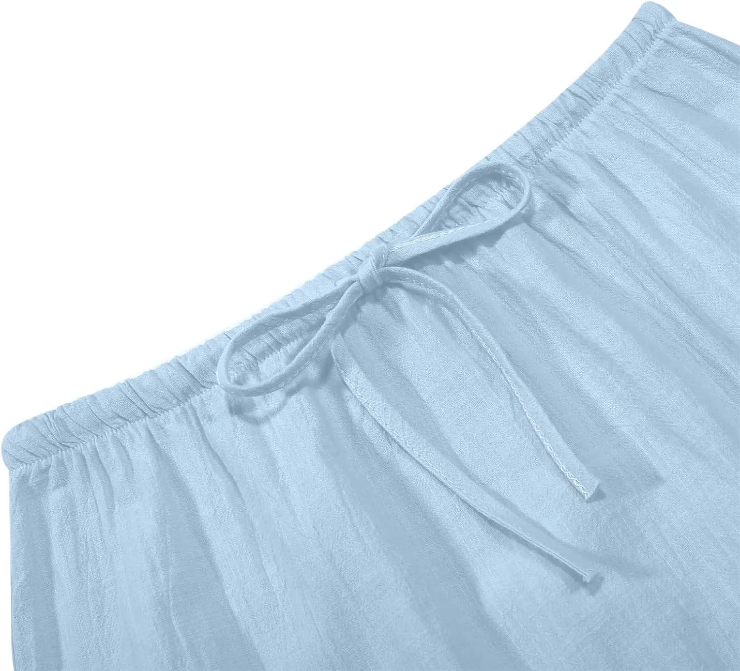 Linen Maxi Skirts for Women Trendy Summer Vacation Comfy Drawstring Waist A Line Skirts Cute Boho Long Flowy Dress