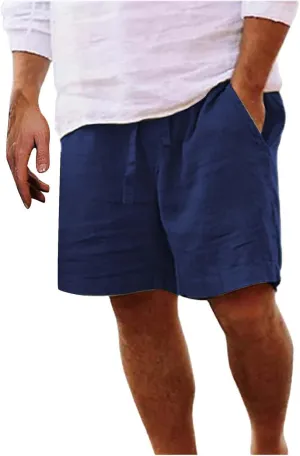 Linen Shorts for Men Pull On Lounge Bermuda Shorts Casual Gym Workout Shorts Plus Size Joggers Athletic Shorts