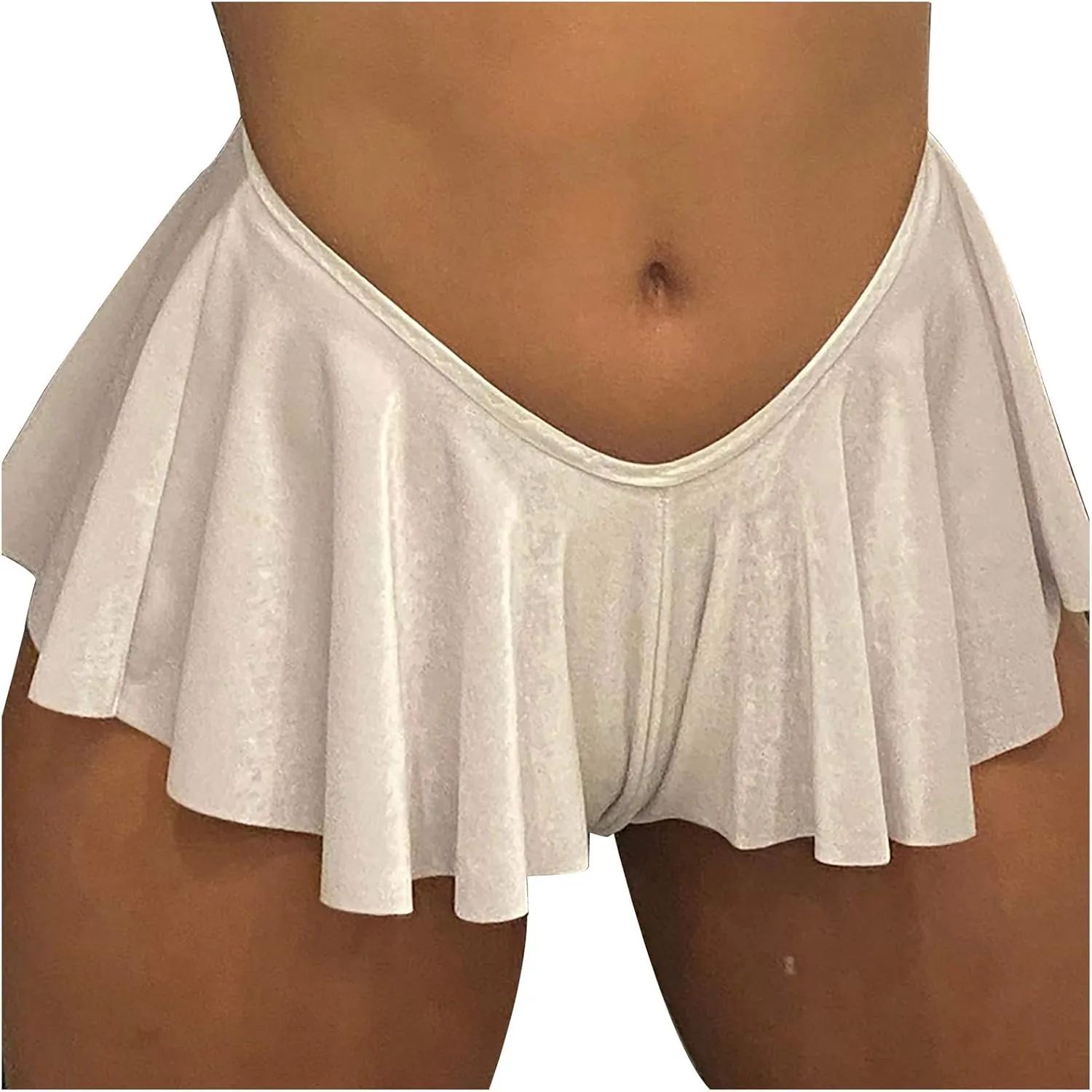 LIUguoo Women's Summer Casual Elastic Waist Short Skirt Jersey Walking Shorts Casual Ruffle Hem Short Skirt Pants