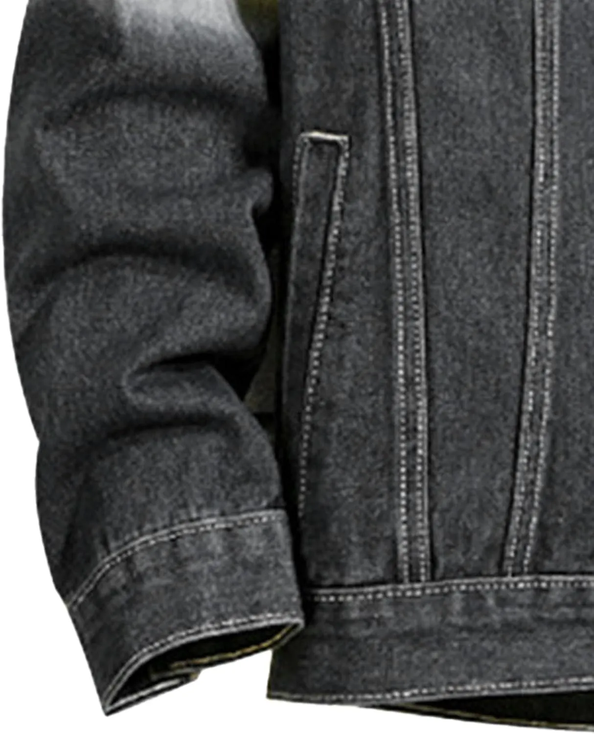 Maiyifu-GJ Men's Contrast Color Loose Denim Jacket Washed Denim Trucker Jackets Retro Button Down Cowboy Jeans Jackets