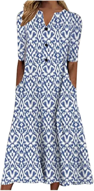 Maxi Dresses for Women 2025 Trendy Short Sleeve Eyelet Summer Dress V Neck Plus Size Casual Beach Vacation Sundress