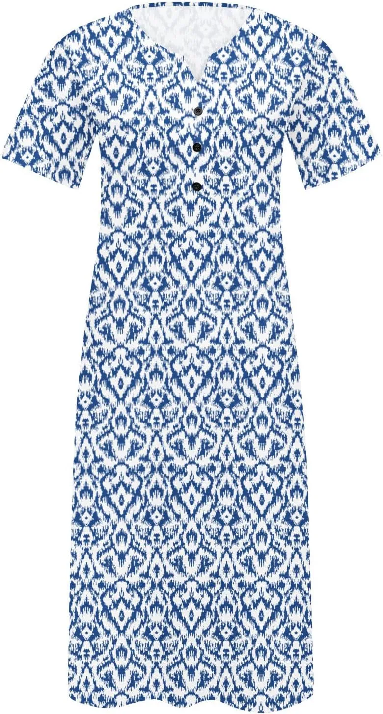 Maxi Dresses for Women 2025 Trendy Short Sleeve Eyelet Summer Dress V Neck Plus Size Casual Beach Vacation Sundress