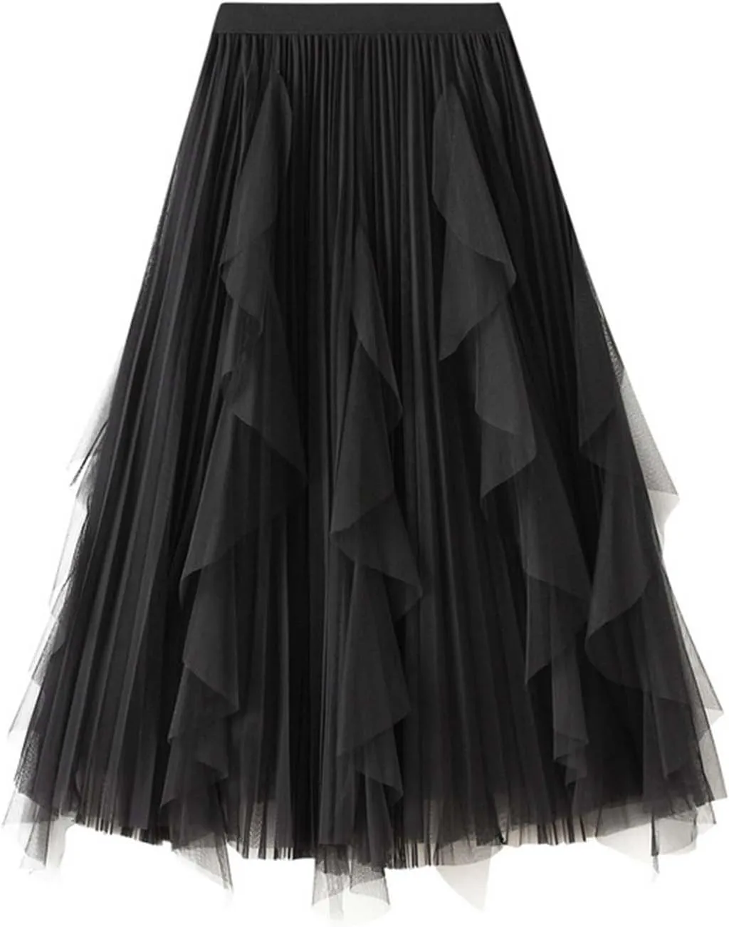Maxi Skirts for Women 2025 Trendy Sheer Multi Layer Pleated Loose Casual Summer Midi Skirts for Vacation Streetwear