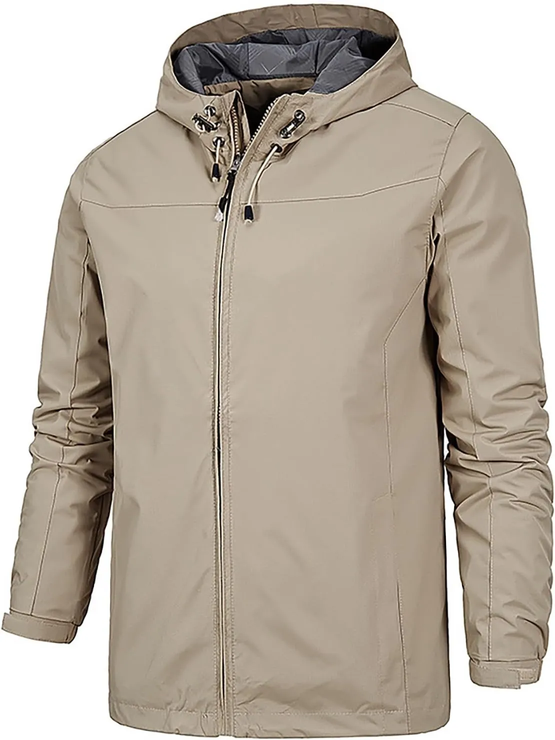 Men Lightweight Windbreaker Jacket Oversize Breathable Full Zip Waterproof Hooded Raincoat Travel Hiking Work Outwear