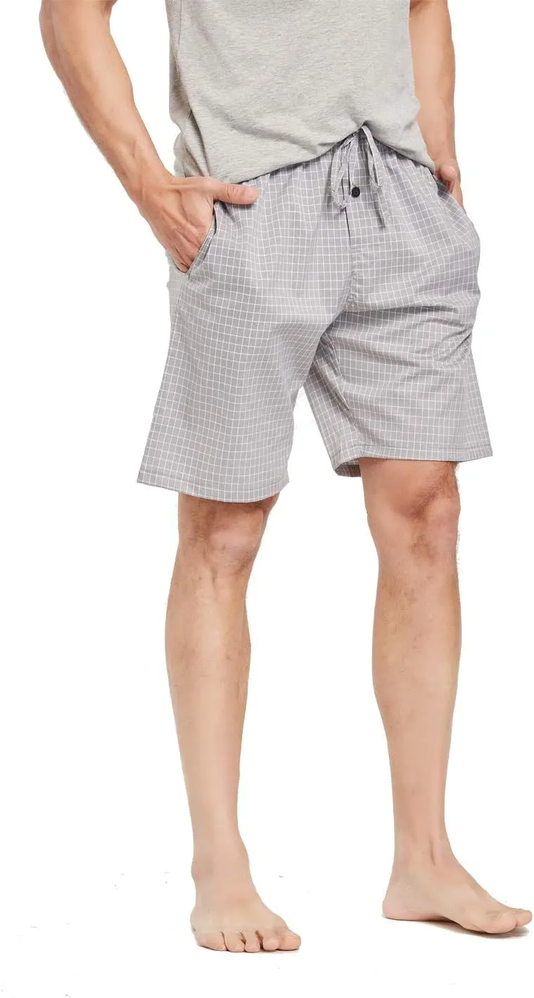 Men's 100% Cotton Plaid Poplin Woven Lounge/Sleep Shorts