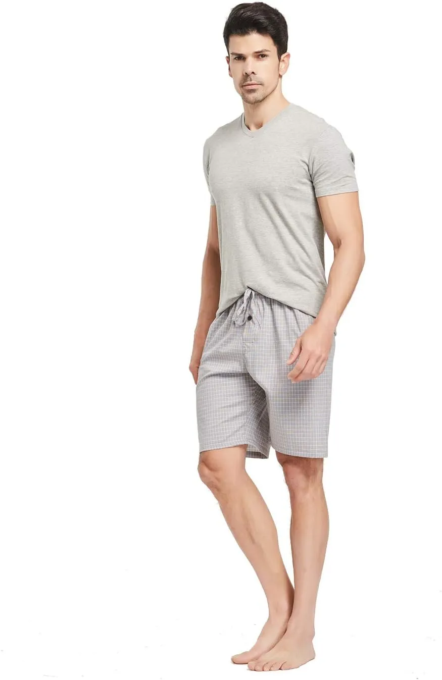 Men's 100% Cotton Plaid Poplin Woven Lounge/Sleep Shorts