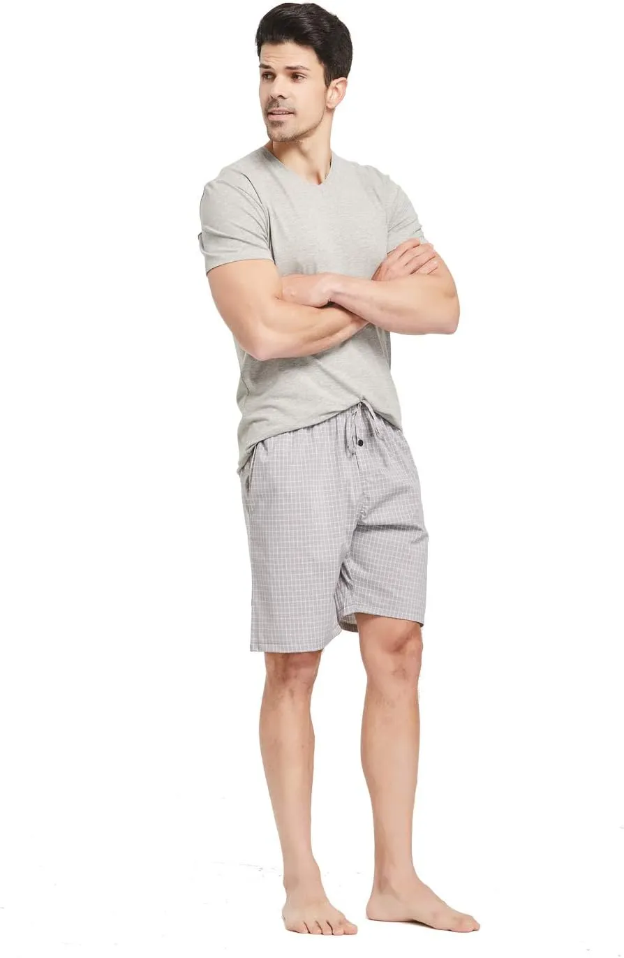 Men's 100% Cotton Plaid Poplin Woven Lounge/Sleep Shorts