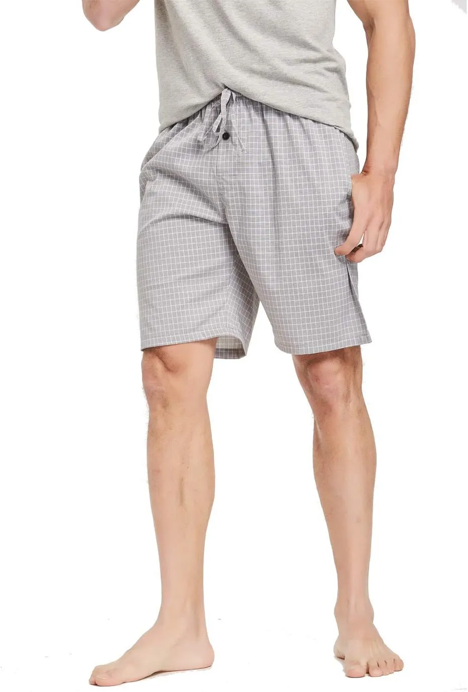 Men's 100% Cotton Plaid Poplin Woven Lounge/Sleep Shorts