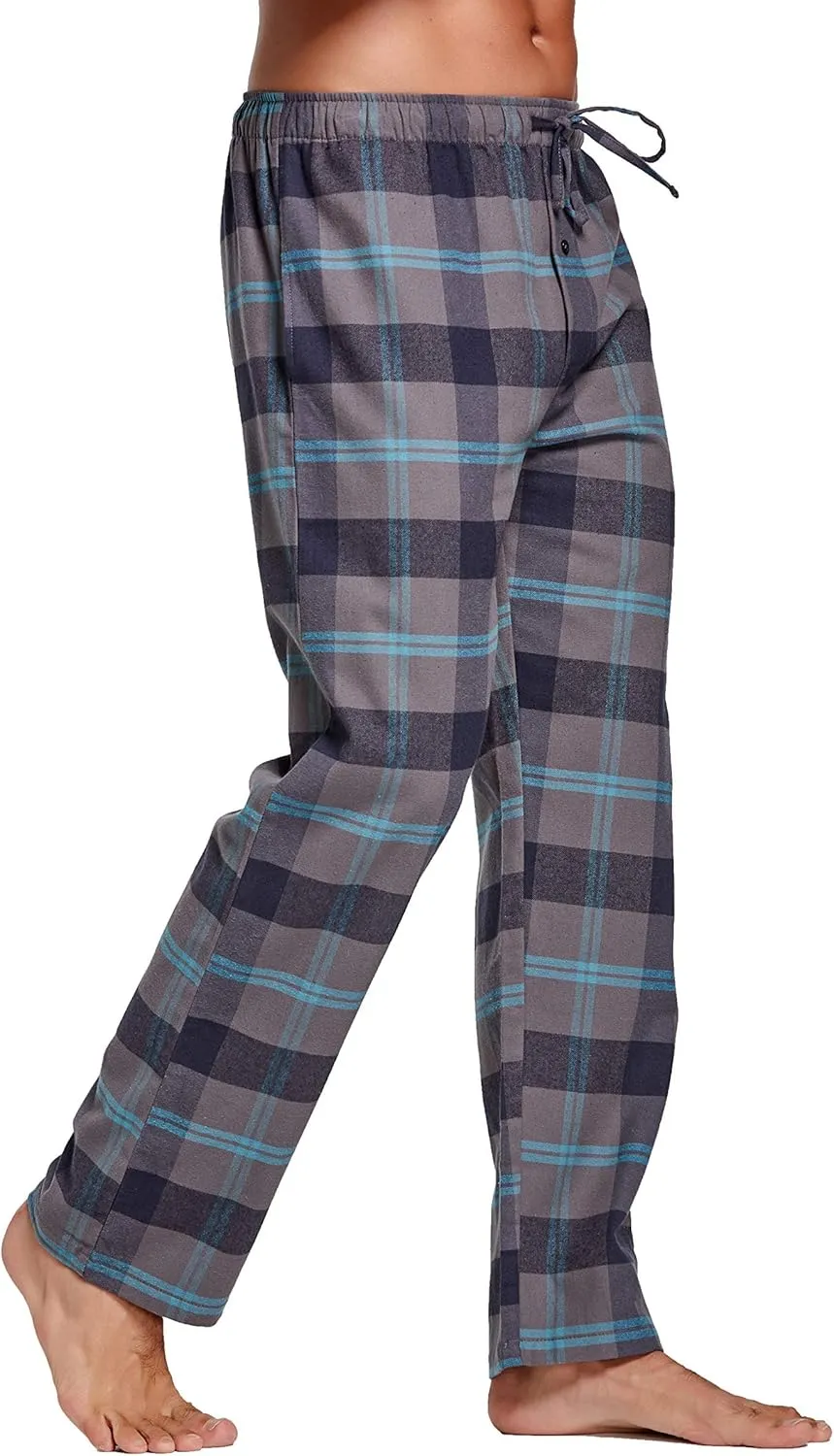 Men's 100% Cotton Super Soft Flannel Plaid Pajama Pants