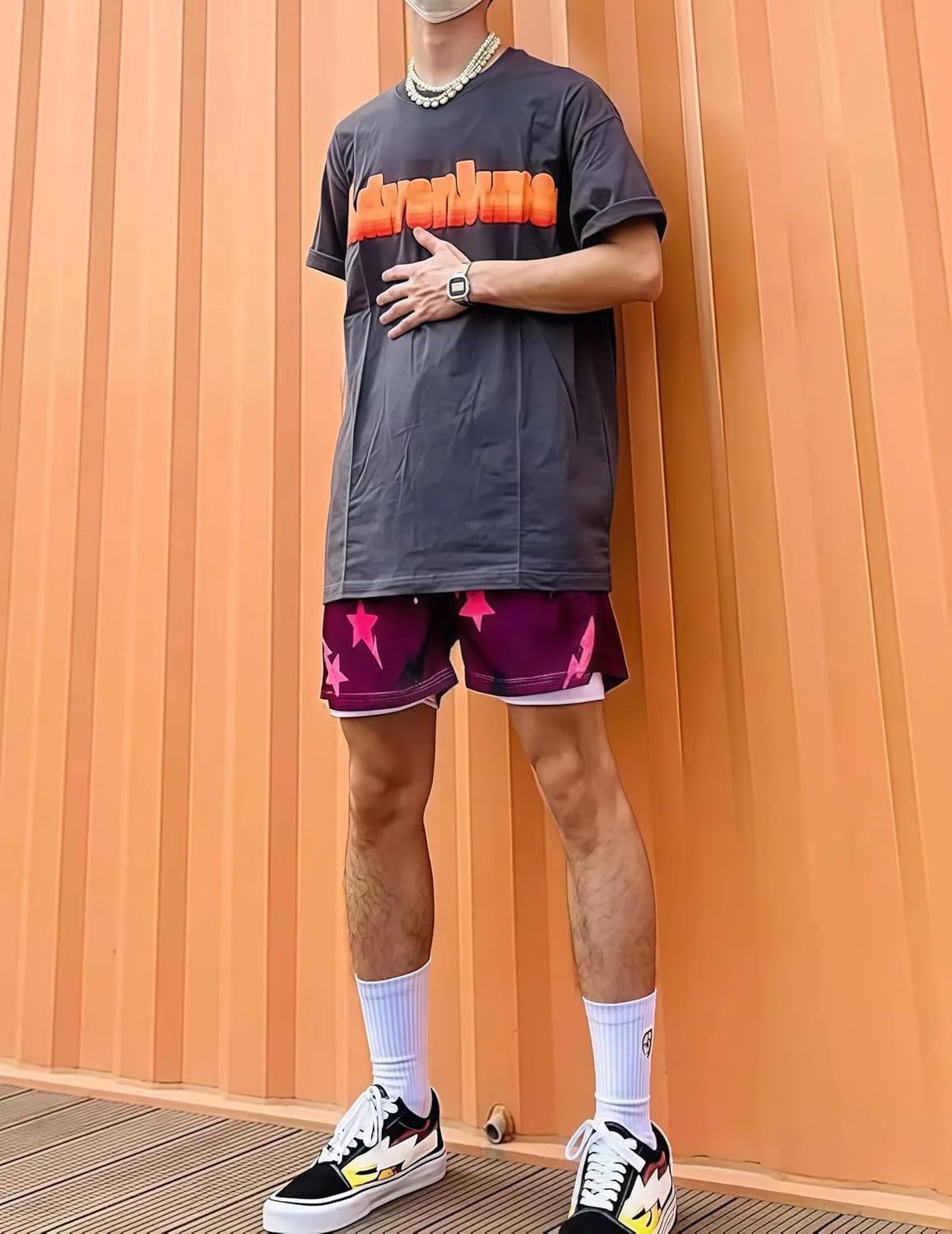 Men's Athletic Casual Print Mesh Shorts Running Basketball Gym Workout Lightweight Quick Dry Sports Shorts with Pockets