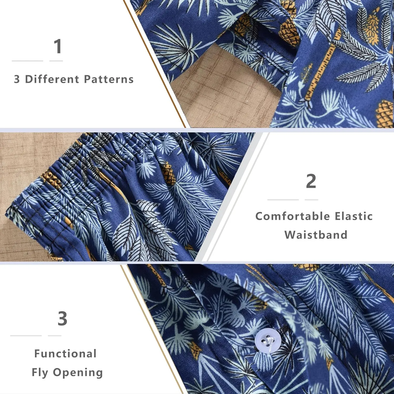 Mens Boxer Shorts Funny Boxers Sleep Short Plaid Cotton Loose Woven Boxers for Men Small Medium Large
