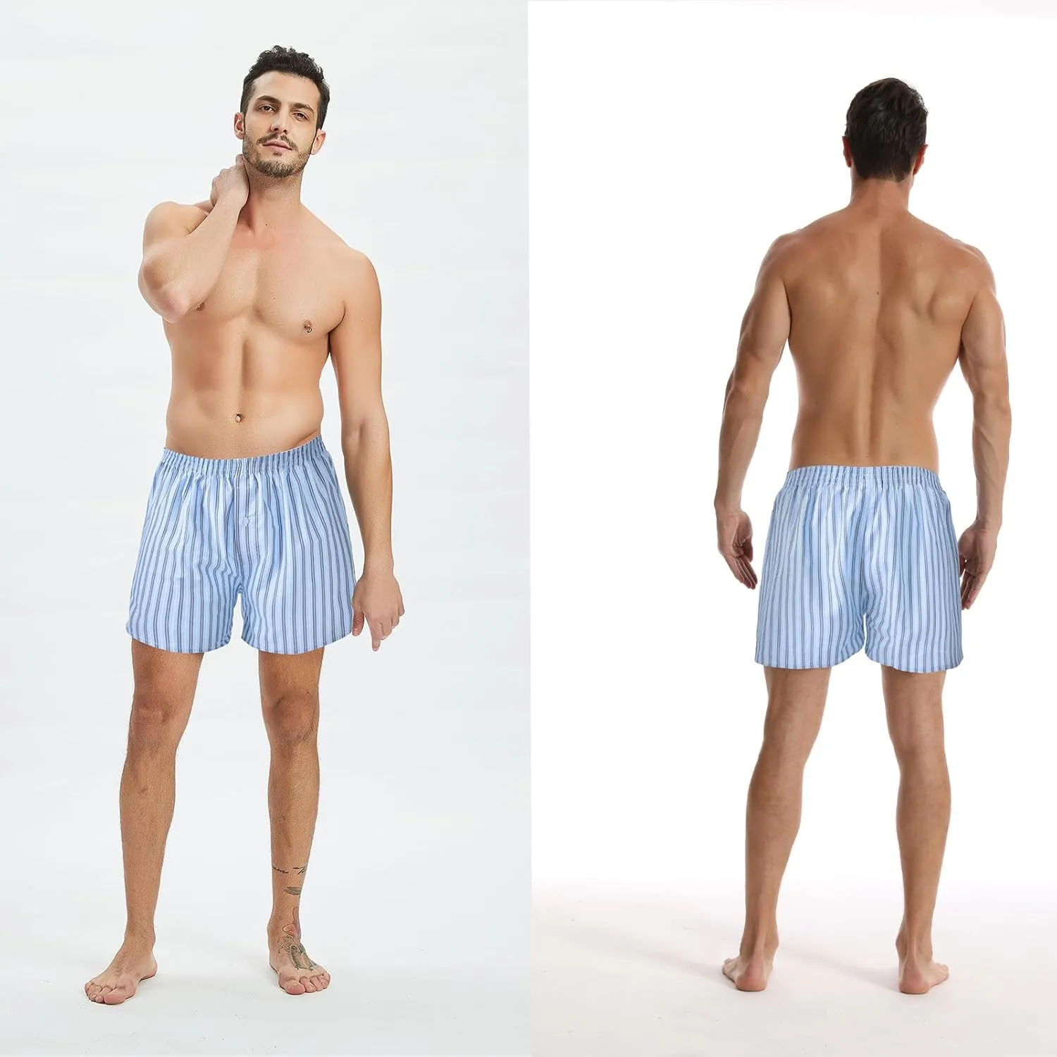 Mens Boxer Shorts Funny Boxers Sleep Short Plaid Cotton Loose Woven Boxers for Men Small Medium Large