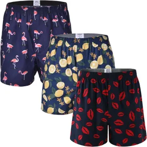 Mens Boxer Shorts Funny Boxers Sleep Short Plaid Cotton Loose Woven Boxers for Men Small Medium Large