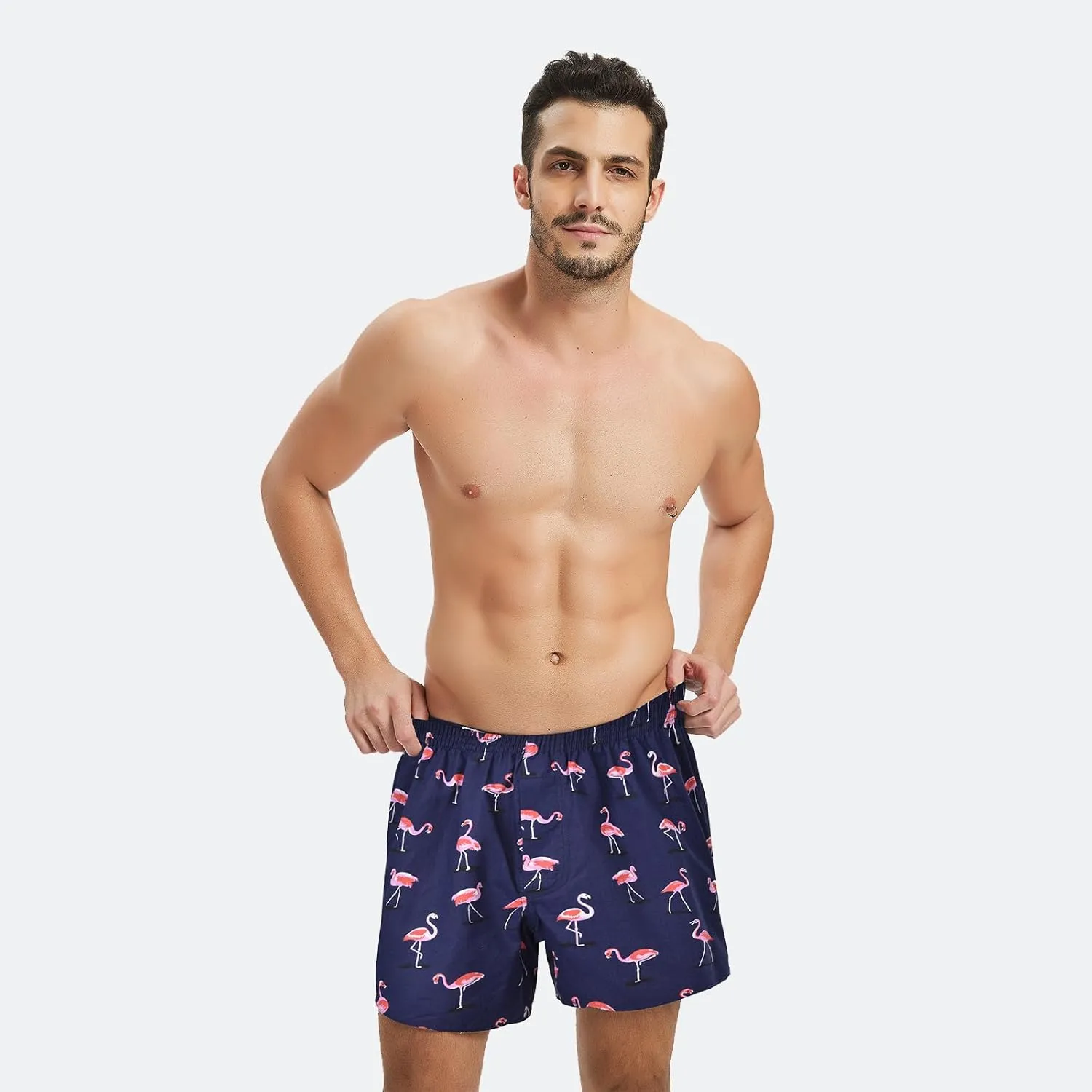 Mens Boxer Shorts Funny Boxers Sleep Short Plaid Cotton Loose Woven Boxers for Men Small Medium Large