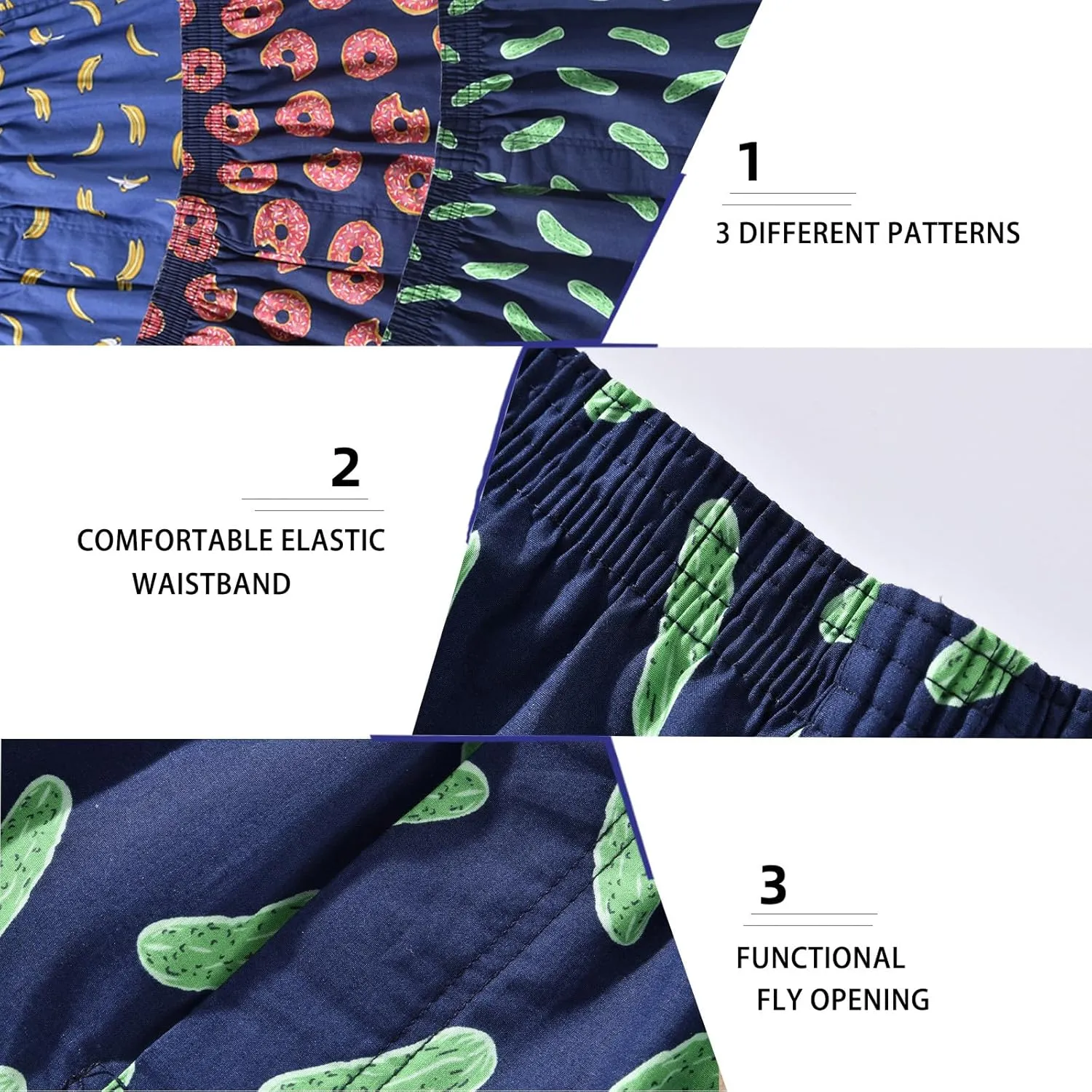 Mens Boxer Shorts Funny Boxers Sleep Short Plaid Cotton Loose Woven Boxers for Men Small Medium Large