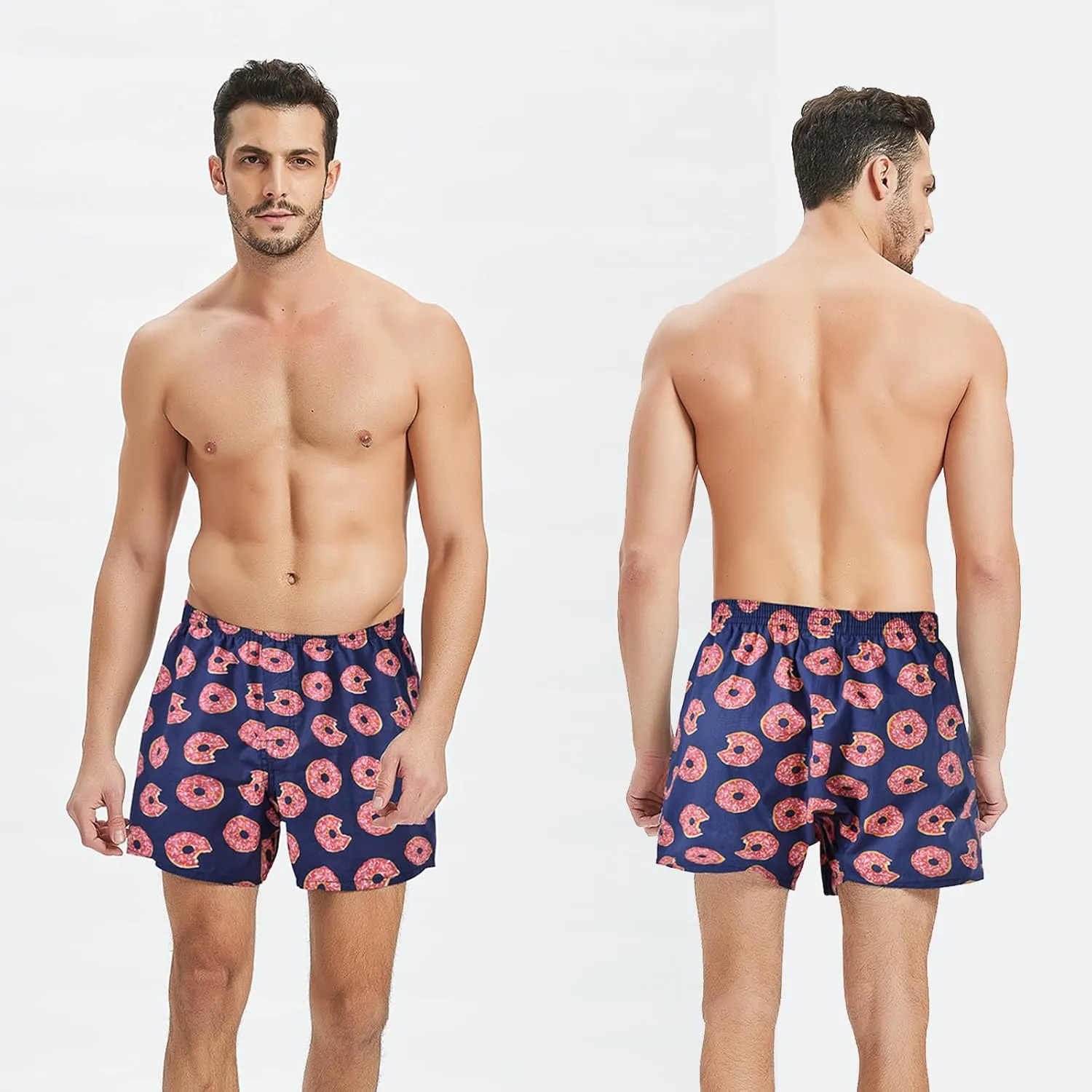 Mens Boxer Shorts Funny Boxers Sleep Short Plaid Cotton Loose Woven Boxers for Men Small Medium Large