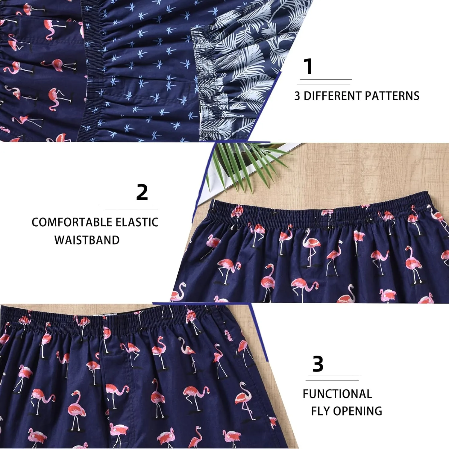 Mens Boxer Shorts Funny Boxers Sleep Short Plaid Cotton Loose Woven Boxers for Men Small Medium Large