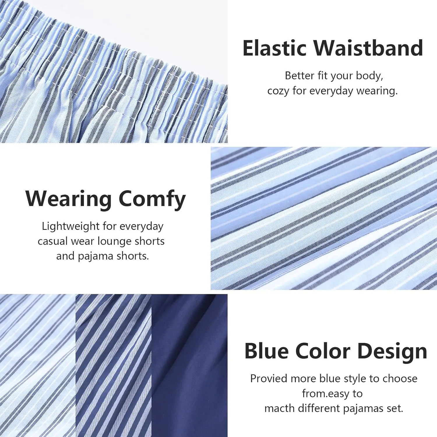 Mens Boxer Shorts Funny Boxers Sleep Short Plaid Cotton Loose Woven Boxers for Men Small Medium Large