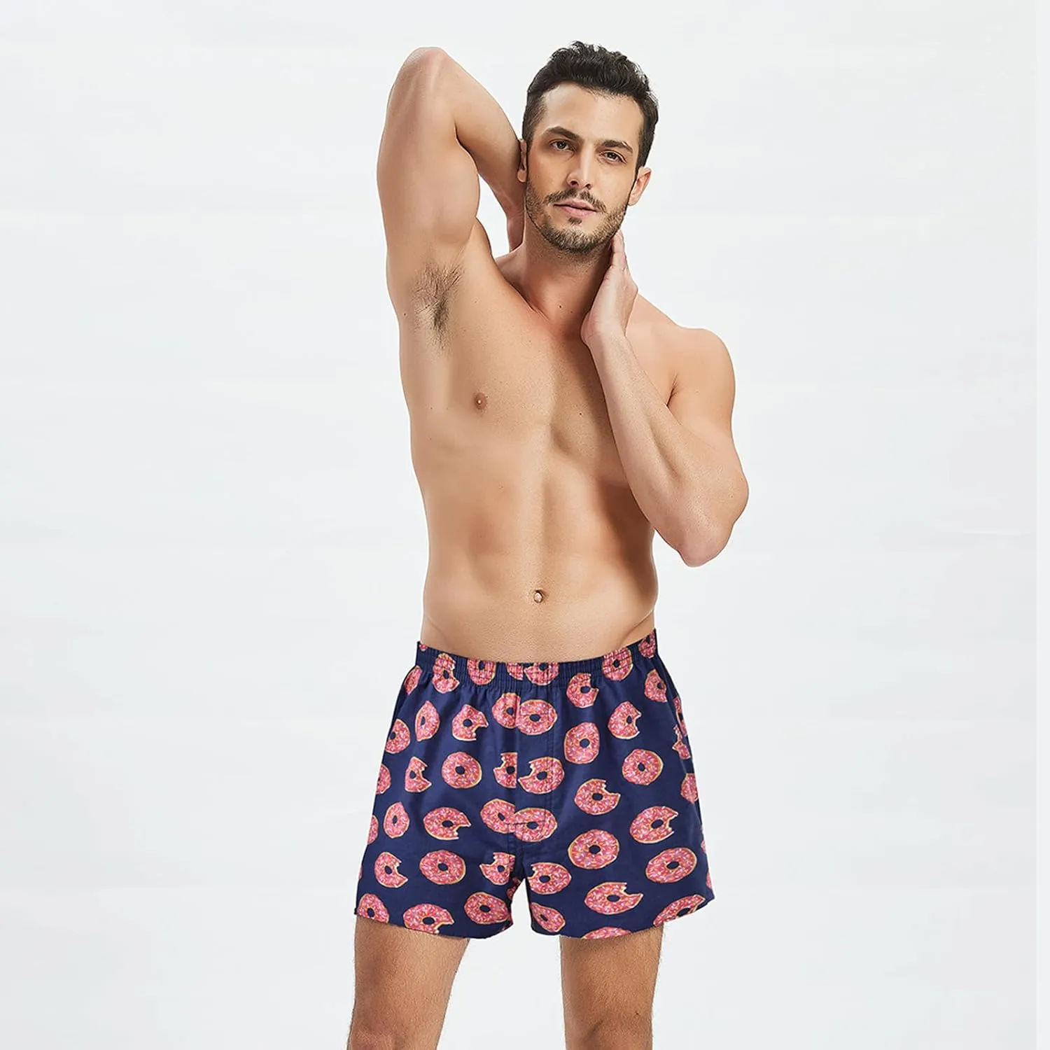 Mens Boxer Shorts Funny Boxers Sleep Short Plaid Cotton Loose Woven Boxers for Men Small Medium Large