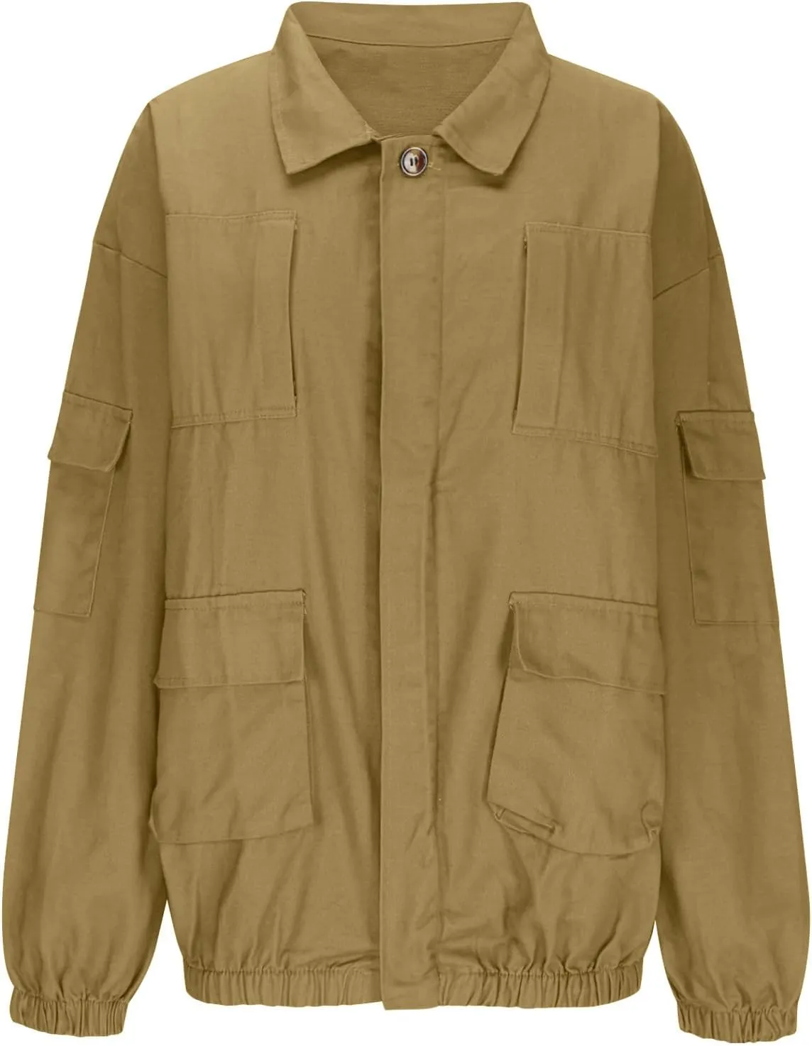 Men's Cargo Jackets Casual Solid Color Lapel Trucker Jacket 2024 Fashion Long Sleeve Shackets Jackets Outwear