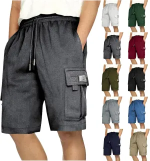 Men's Cargo Shorts Drawstring Elastic Waist Baggy Sports Sweat Shorts Big Tall Running Workout Shorts with Pockets