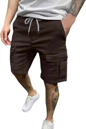 Mens Cargo Shorts with Drawstring Classic Fit Casual Camping Hiking Shorts Multi-Pocket Work Utility Pants