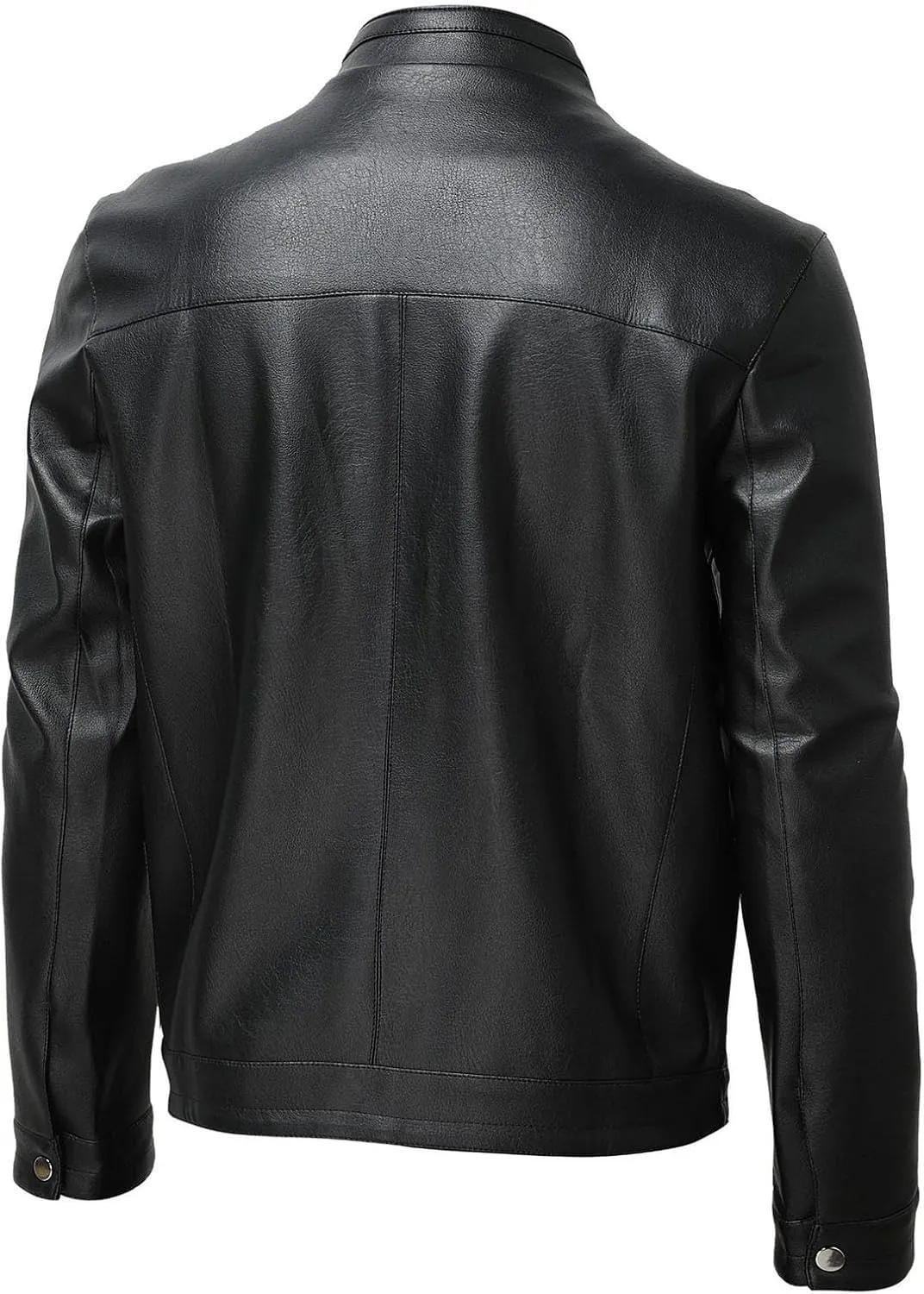 Mens Casual Full Zip Lightweight Moto Pu Leather Quilted Bomber Jacket Leather Varsity Faux Leather Jackets Biker Coat