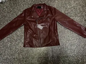Men's Causal Leather Jackets Lapel Faux Leather Rocker Jackets Men's Zipper Moto Biker PU Leather Coat