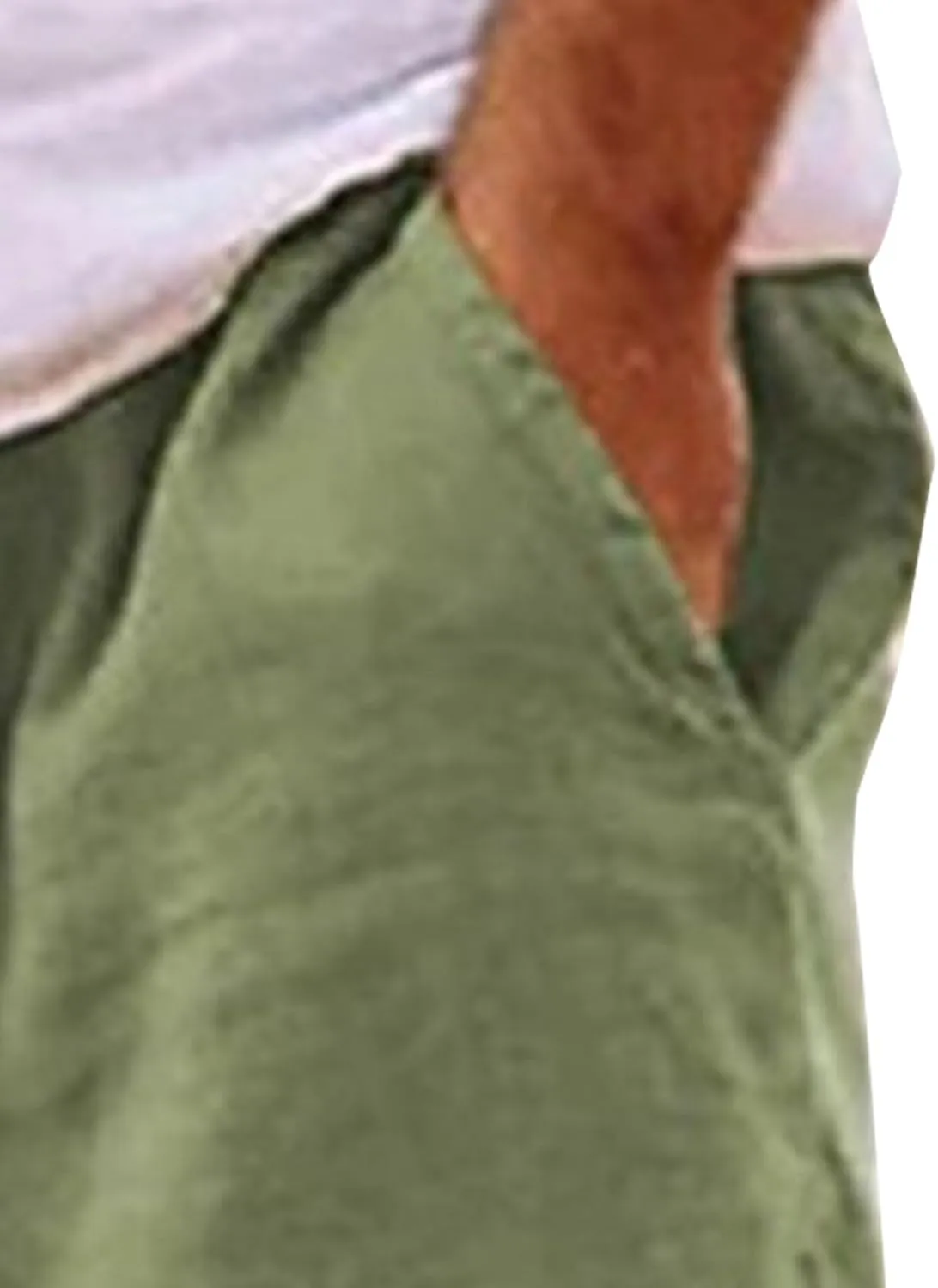 Men's Cotton Linen Elastic Waist Lounge Shorts Solid Beach Golf Shorts with Pockets Casual Drawstring Summer Shorts