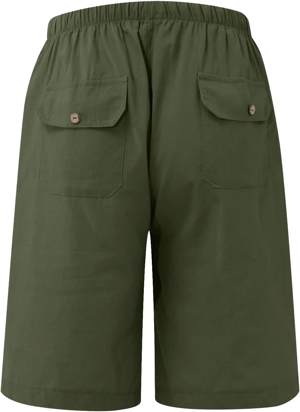 Men's Cotton Linen Shorts Elastic Waist Drawstring Shorts with Pockets Loose Fit Workout Trunks Baggy Short Pant