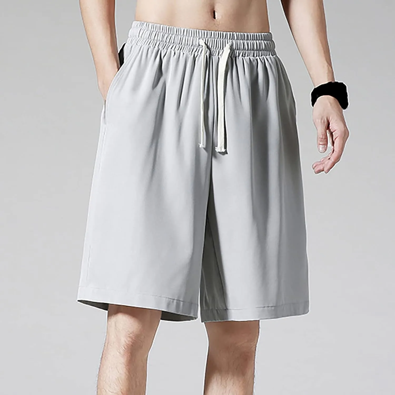 Men's Cotton Shorts Loose Fit Casual Elastic Waist Drawstring Lightweight Workout Lounge Beach Jersey Sweat Shorts