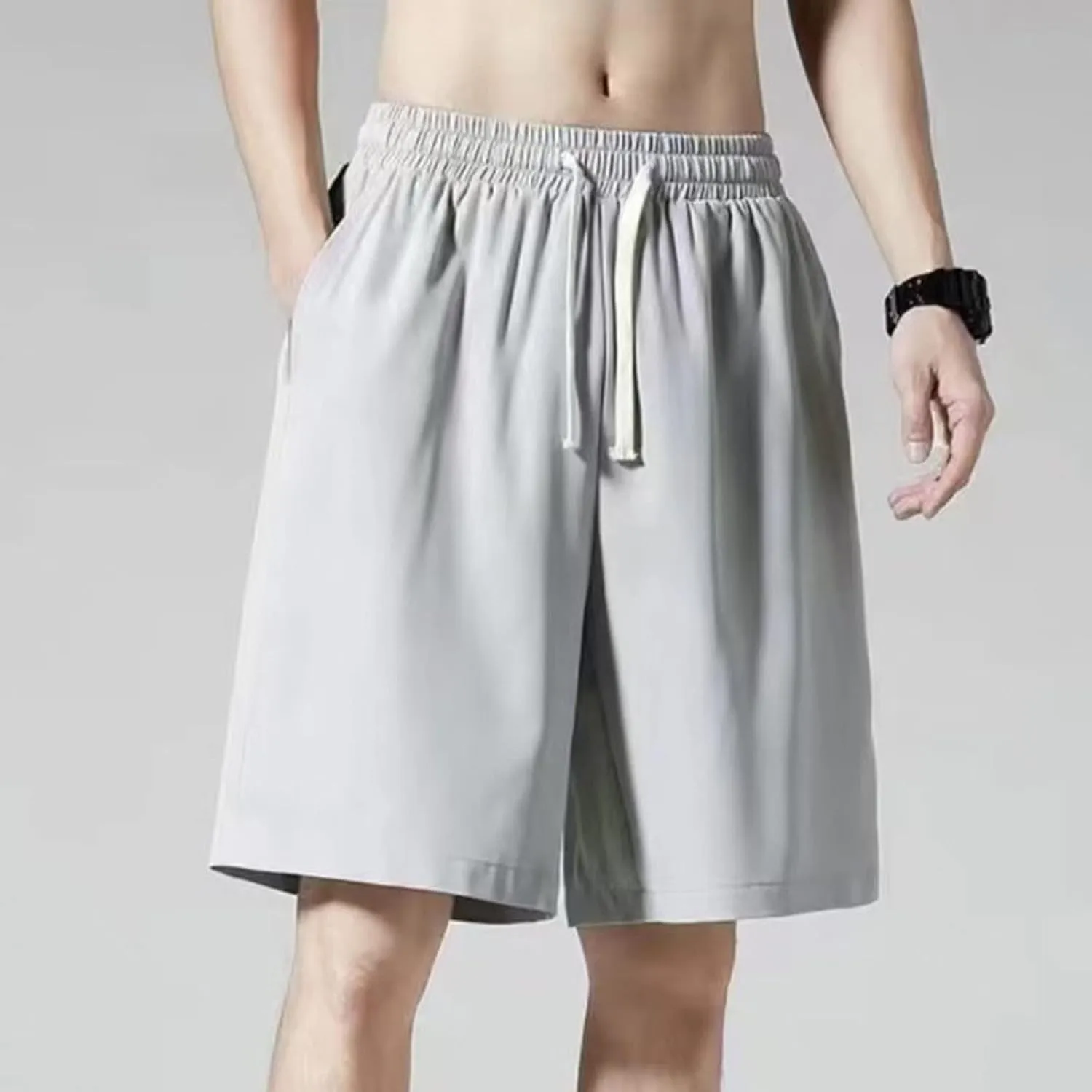 Men's Cotton Shorts Loose Fit Casual Elastic Waist Drawstring Lightweight Workout Lounge Beach Jersey Sweat Shorts