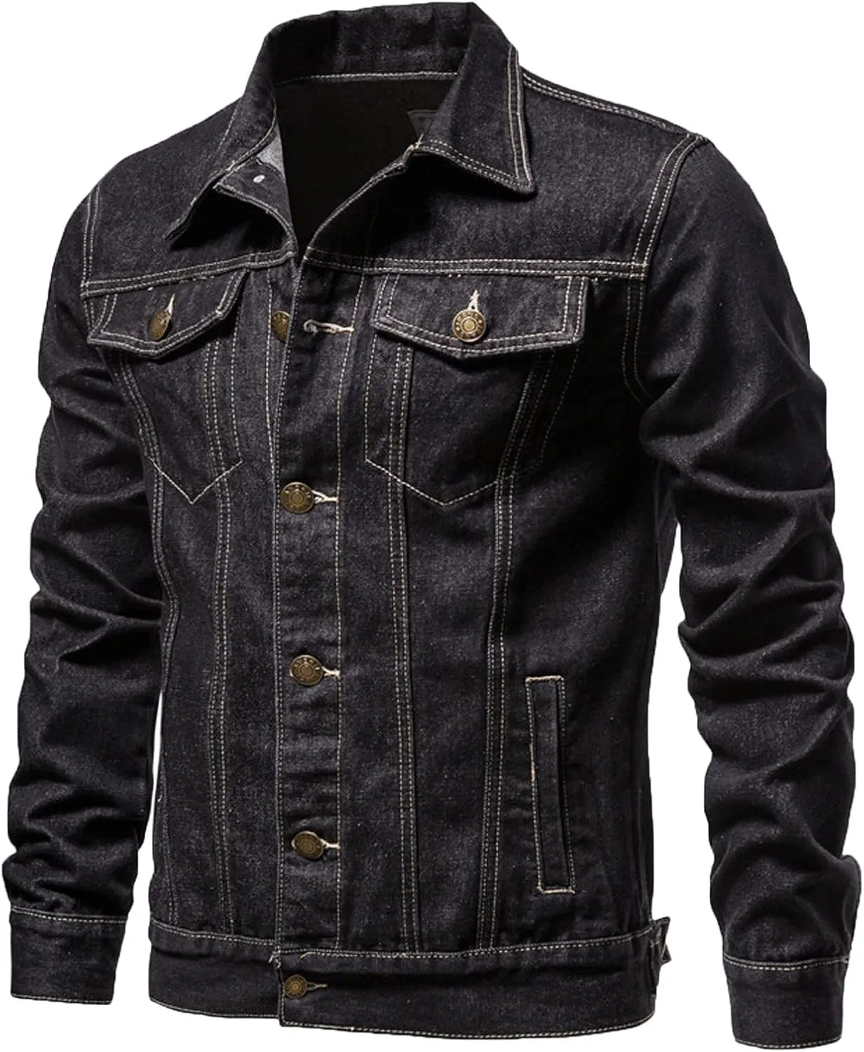 Mens Denim Jacket Cowboy Cut Western Unlined Denim Jacket Big and Tall Button Down Trucker Biker Jeans Jackets