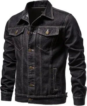 Mens Denim Jacket Cowboy Cut Western Unlined Denim Jacket Big and Tall Button Down Trucker Biker Jeans Jackets
