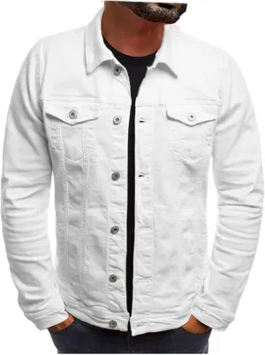Men's Denim Jackets, Denim Jacket Men Washed Ripped Distressed Jeans Jacket Casual Trucker Biker Jean Jacket for Men