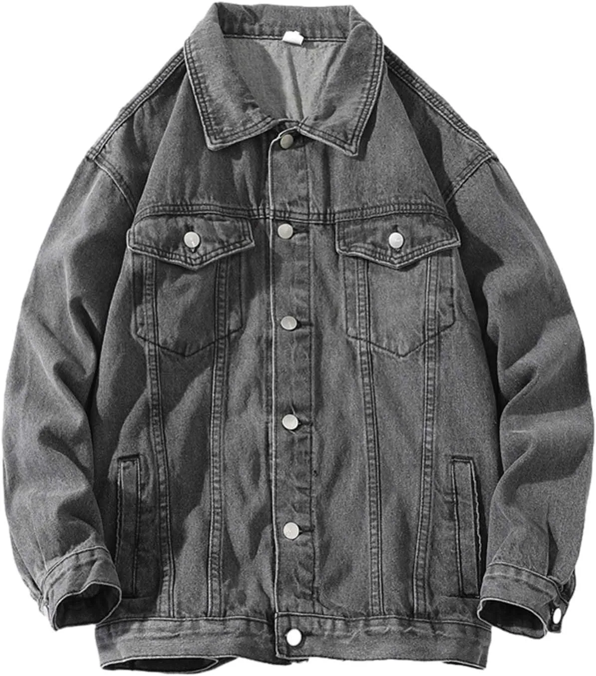 Mens Denim Trucker Jacket Distressed Ripped Motorcycle Slim Fit Blue Jean Jackets Coats Distressed Slim Denim Jackets