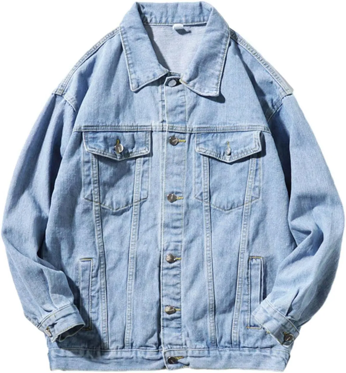 Mens Denim Trucker Jacket Distressed Ripped Motorcycle Slim Fit Blue Jean Jackets Coats Distressed Slim Denim Jackets