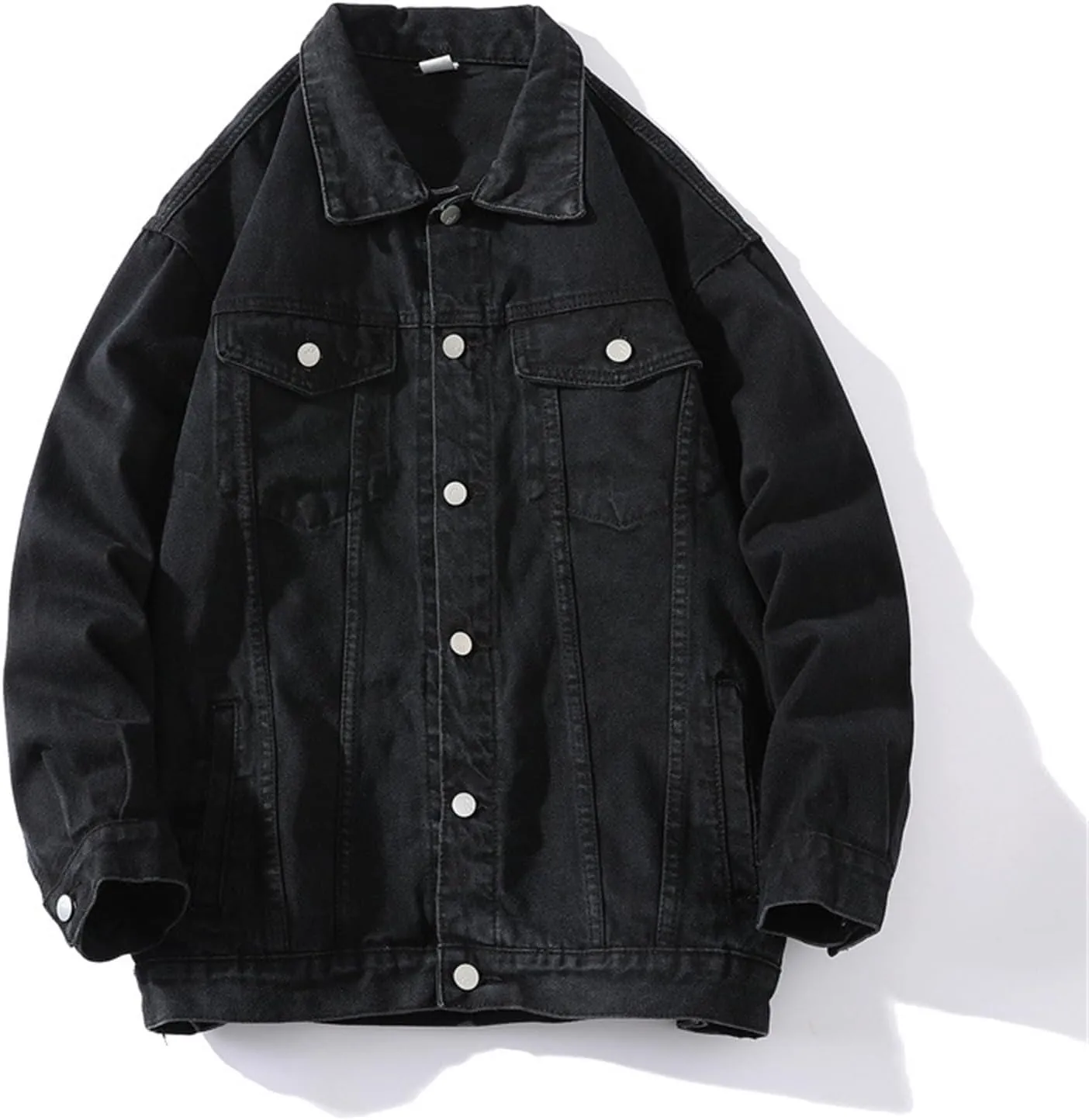 Mens Denim Trucker Jacket Distressed Ripped Motorcycle Slim Fit Blue Jean Jackets Coats Distressed Slim Denim Jackets