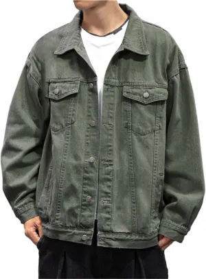 Mens Denim Trucker Jacket Distressed Ripped Motorcycle Slim Fit Blue Jean Jackets Coats Distressed Slim Denim Jackets