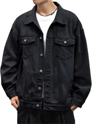 Mens Denim Trucker Jacket Distressed Ripped Motorcycle Slim Fit Blue Jean Jackets Coats Distressed Slim Denim Jackets