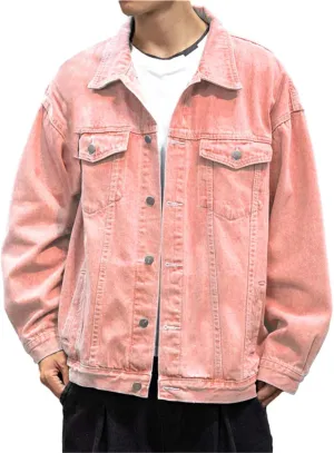Mens Denim Trucker Jacket Distressed Ripped Motorcycle Slim Fit Blue Jean Jackets Coats Distressed Slim Denim Jackets
