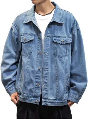Mens Denim Trucker Jacket Distressed Ripped Motorcycle Slim Fit Blue Jean Jackets Coats Distressed Slim Denim Jackets