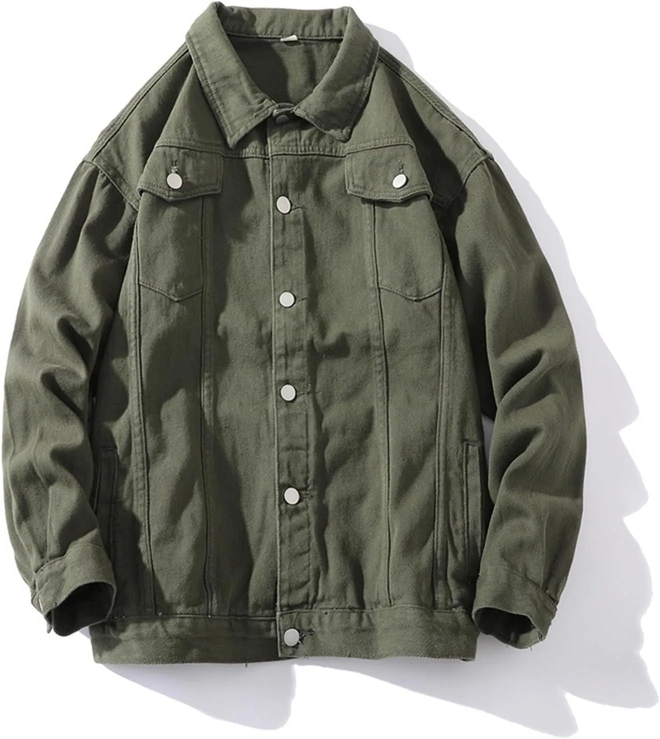 Mens Distressed Denim Jacket Button Down Jean Coat Casual Long Sleeve Trucker Hooded Jackets Outwear ined Denim Jacket