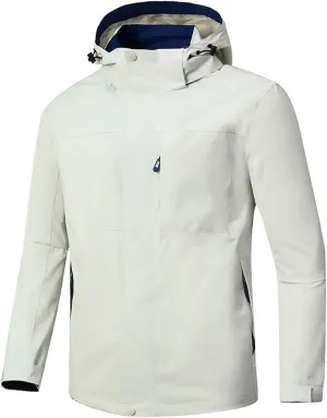 Mens Fall Winter Waterproof Rain jacket Full Zip Lightweight Active Outdoor Raincoat with Hood