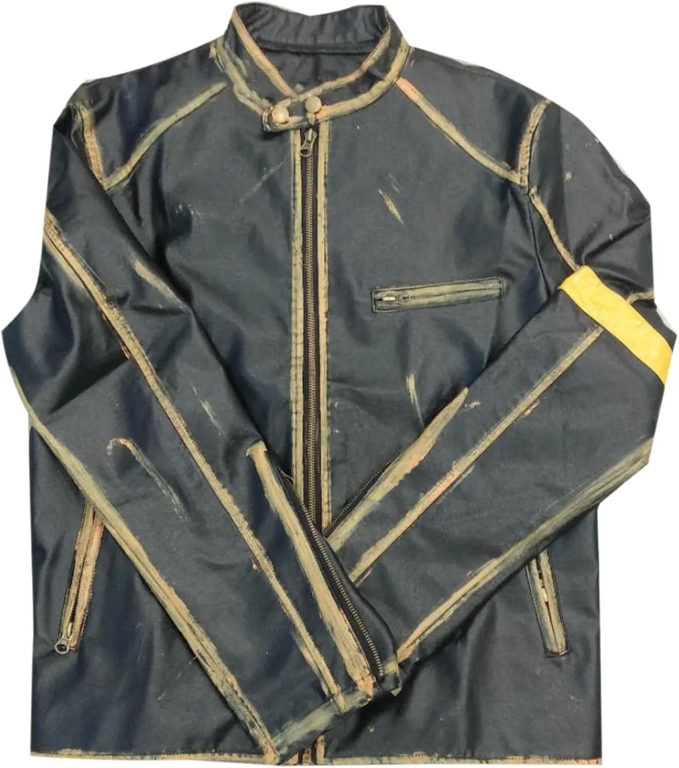 Men's Faux Leather Aviator Bomber Jacket PU Leather Jacket Short Lapel Made of Cowhide Leather w/Side Lacing Men's